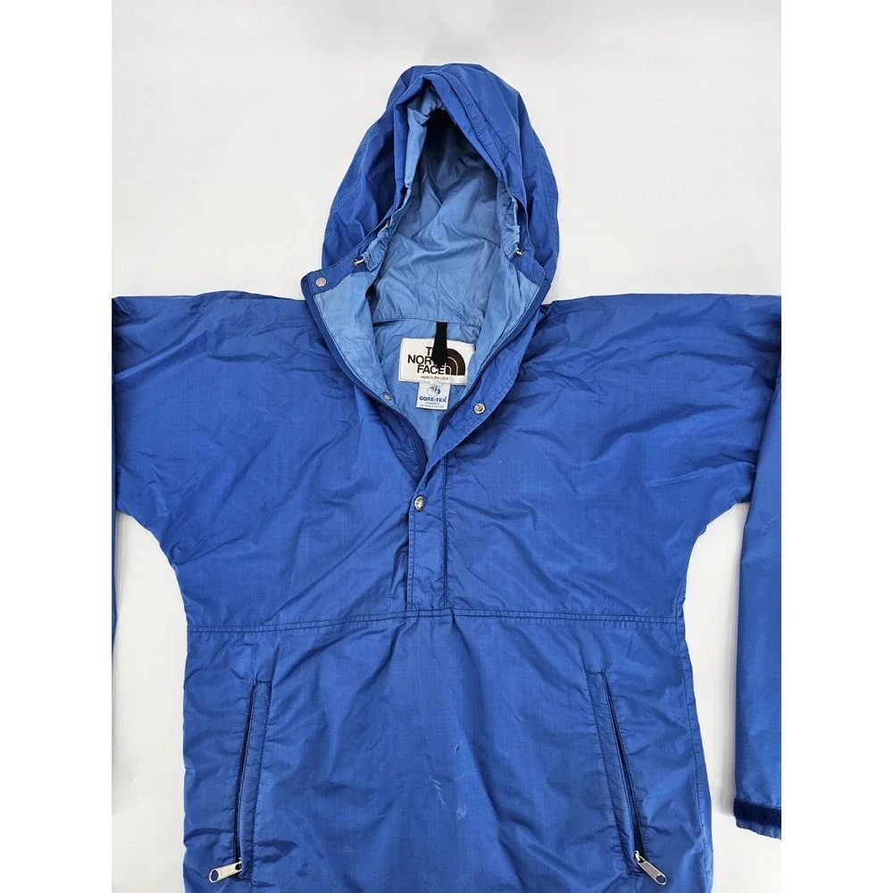 North Face Jacket Men‎ Small Blue Vintage Gore Tex  Zip Snap Hoodie Coat USA